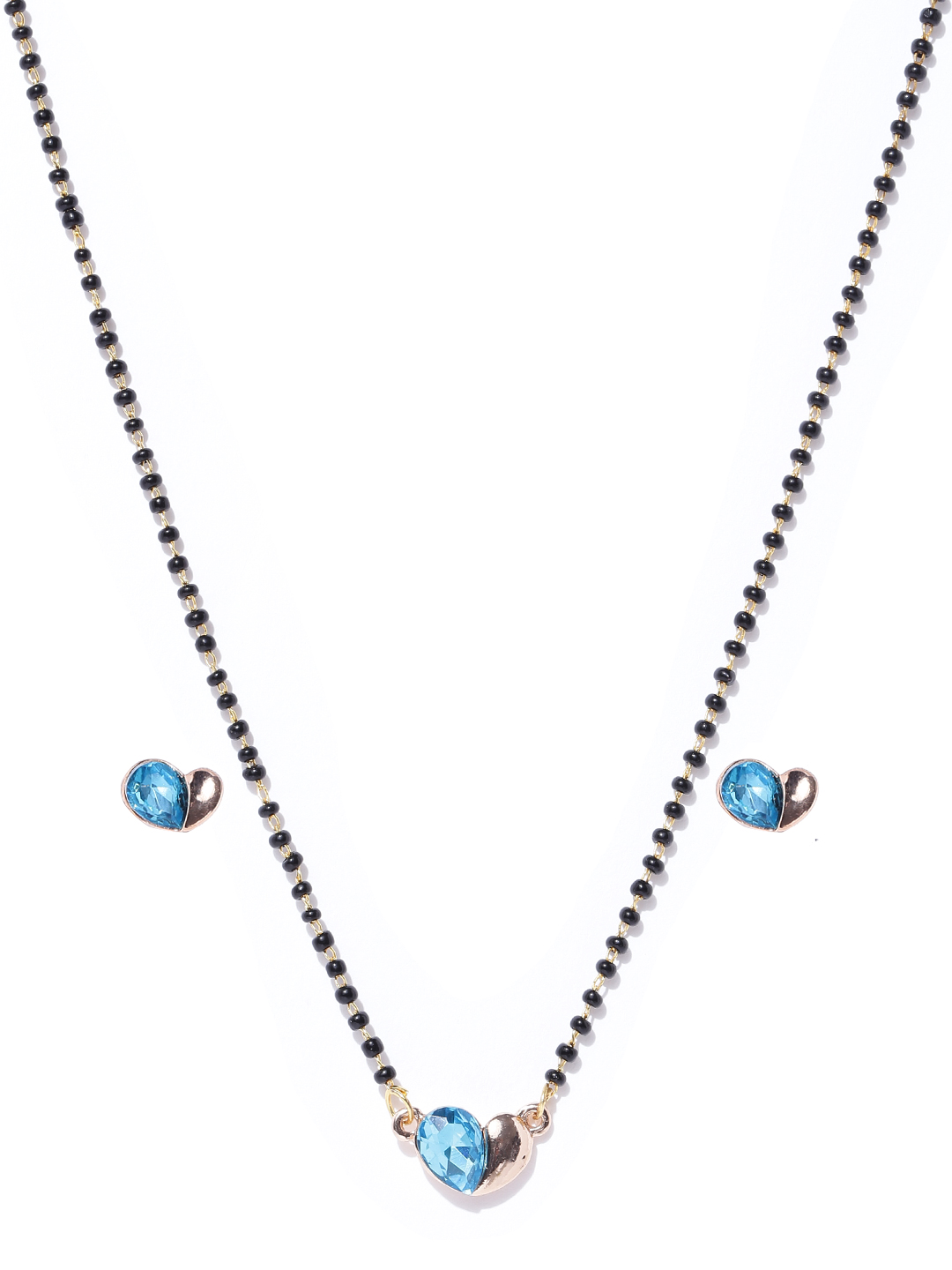 YouBella Black  Gold-Toned Beaded Mangalsutra Set